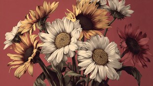 复古风多彩向日葵花束