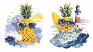 可爱菠萝的夏日海边奇遇