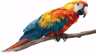 五彩鹦鹉栖于枝头