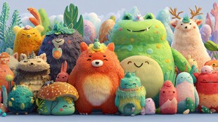 可爱多彩毛绒动物大集合