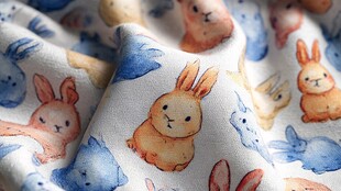 可爱小兔印花布料