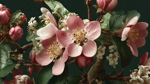 娇艳海棠花绽放枝头