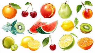 多样新鲜水果集合展示