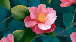 粉色山茶花绽放的美丽瞬间