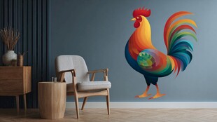 多彩公鸡装饰墙 家居新风尚