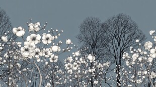 春日繁花树木风景图