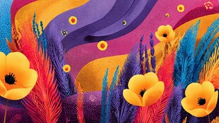 梦幻绚丽花卉抽象艺术画