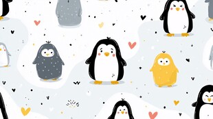 可爱企鹅图案 萌趣卡通风