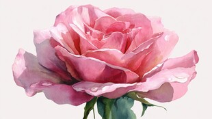 娇艳粉色水彩玫瑰花