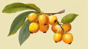 枝头黄枇杷 绿叶相映衬