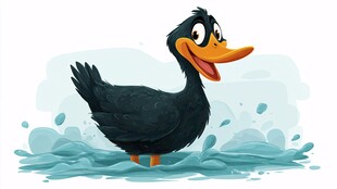 欢快戏水的黑鸭子