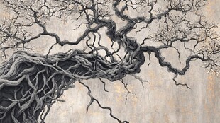 扭曲苍劲的古老树木枝干