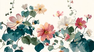 缤纷花卉插画 清新自然风