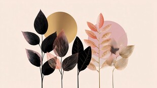 简约风植物与几何图形组合