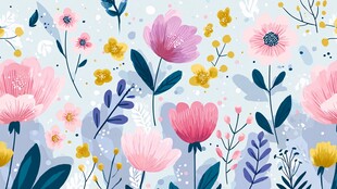 清新手绘花卉图案背景