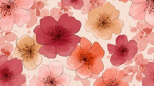 缤纷水彩花卉图案背景