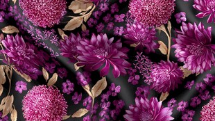 紫色花卉图案精美布料