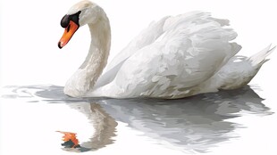 优雅天鹅于水面悠然游动