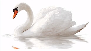 优雅白鹅水中悠然自得