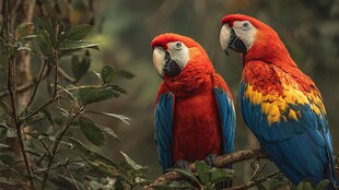 双色彩虹金刚鹦鹉栖于枝头