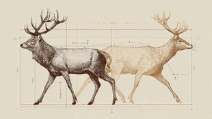 复古风格鹿的解剖学绘图