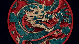 圆形龙纹刺绣图案