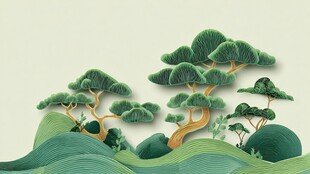 立体剪纸风中式山林景观