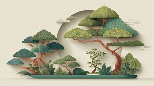 纸艺立体中式园林景观