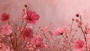 粉色烂漫花卉梦幻背景图