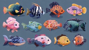 多彩卡通海洋鱼类大集合