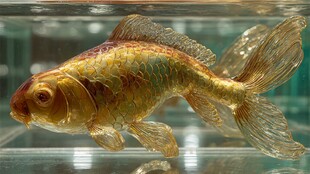 晶莹剔透玻璃金鱼艺术品