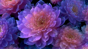 梦幻紫粉花卉绽放