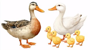 鸭家族温馨同框画面