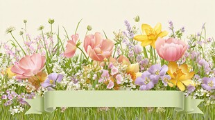 春日缤纷花卉背景图