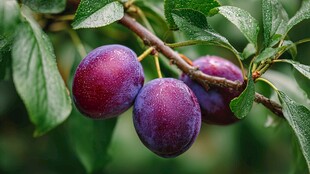 枝头紫李 清新自然景象