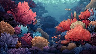 梦幻海底珊瑚景观