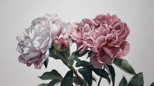 两朵娇艳芍药花绽放