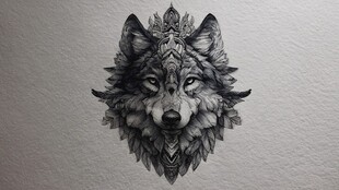 狼头图腾纹身艺术图案