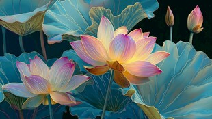 梦幻绽放的绚丽荷花