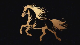 金色奔马剪影 尽显力量美