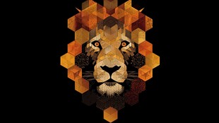 几何拼接的雄狮头像