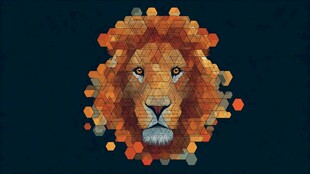 六边形拼贴风格的狮子头像