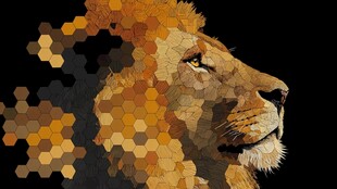 几何拼贴风格的雄狮头像