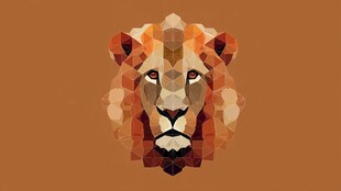 几何风格狮子头插画