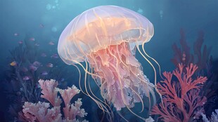 梦幻水母悠游缤纷海底世界