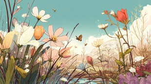 春日繁花烂漫的梦幻景致