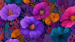 绚丽多彩花卉图案背景