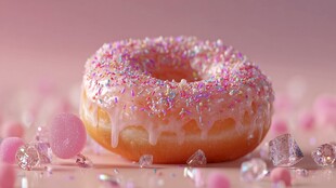 粉色糖霜甜甜圈梦幻呈现