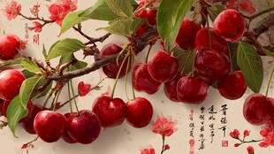 枝头红樱 尽显鲜果魅力