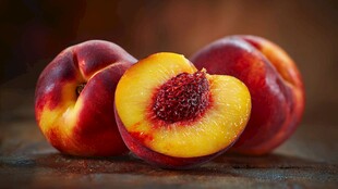 新鲜诱人的多汁水蜜桃